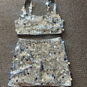 12th Tribe Silver Sequin Party set